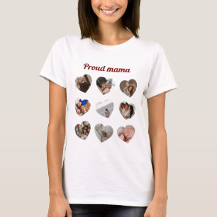 Aangepaste 9 Foto Hart Collage Trots Mama Moeder's T-shirt