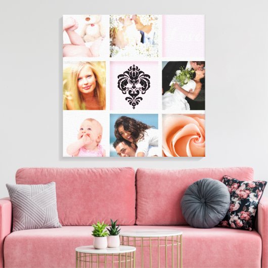 Aangepaste 9-Foto op Canvas, Wit Lijst Sjabloon Canvas Afdruk (Insitu (Woonkamer))