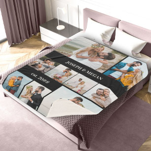 Aangepaste 9 foto's, zwart-wit en zwart-wit sherpa deken