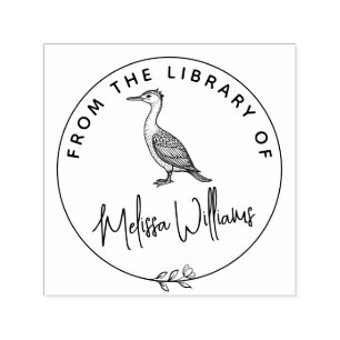 Aangepaste aalscholver Ex Libris uit het bibliothe Zelfinktende Stempel
