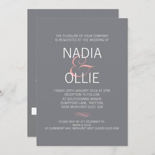 Aangepaste aanbieding | Uitnodiging tot weddenscha (Voorkant / Achterkant)