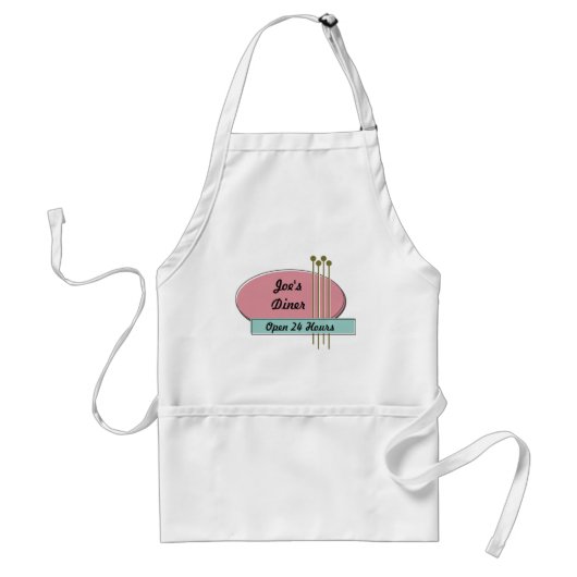 Aangepaste, aangepaste 50s Retro Style Diner Apron Standaard Schort (Voorkant)