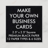 Aangepaste, aangepaste BLACK Square Visitekaartjes (Voorkant)