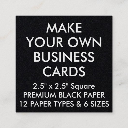 Aangepaste, aangepaste BLACK Square Visitekaartjes (Voorkant)