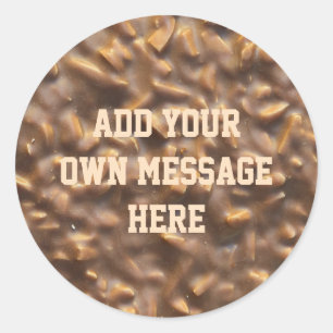Aangepaste aangepaste chunky Chocolade-tekst Ronde Sticker