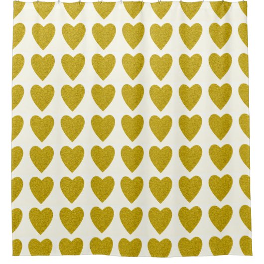 Aangepaste Aangepaste Gold Hearts-achtergrond Douchegordijn (Voorkant)