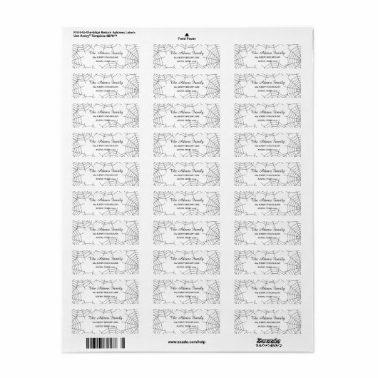 Aangepaste aangepaste halloween Spiderweb Etiket (Full Sheet)