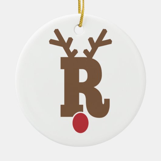 Aangepaste, aangepaste kerstversieaanduiding "R" Keramisch Ornament (Voorkant)