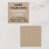 Aangepaste, aangepaste KRAFT Square Visitekaartjes (Voorkant / Achterkant)