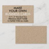 Aangepaste, aangepaste KRAFT Standard-Visitekaartj Visitekaartje (Voorkant / Achterkant)