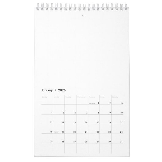 Aangepaste, aangepaste lege Sjabloon voor agenda Kalender (Jan 2026)