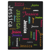 Aangepaste aangepaste naam Collage Bright Neon Klembord (Achterkant)