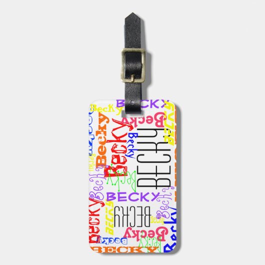 Aangepaste aangepaste naam Collage Colorful Bagagelabel (Voorkant verticaal)