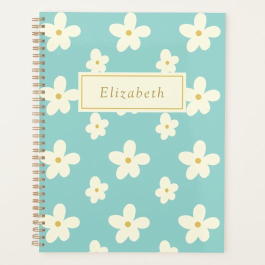Aangepaste aangepaste naam Daisy Floral Cute Flowe Planner (Voorkant)