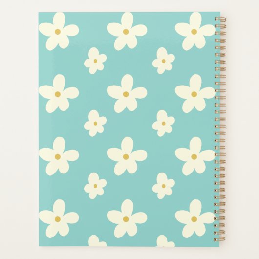 Aangepaste aangepaste naam Daisy Floral Cute Flowe Planner (Achterkant)