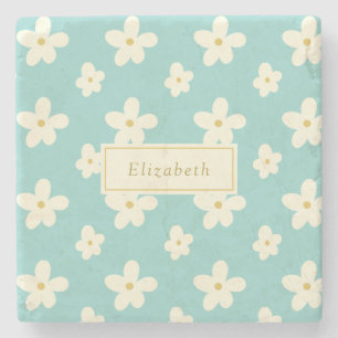 Aangepaste aangepaste naam Daisy Floral Cute Flowe Stenen Onderzetter
