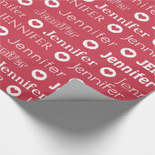 Aangepaste aangepaste naam rood roze hartpatroon cadeaupapier (Hoek)