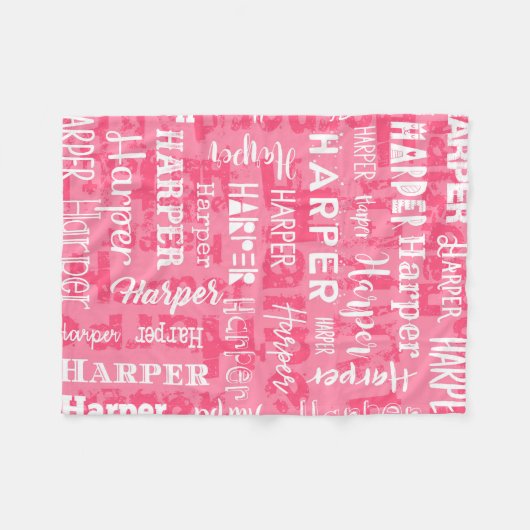 Aangepaste aangepaste naam voor Harper Pink Fleece Deken (Voorkant (Horizontaal))