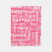 Aangepaste aangepaste naam voor Harper Pink Fleece Deken (Voorkant)