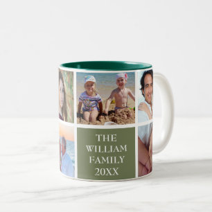 Aangepaste aangepaste reeks 6 Photo Collage Sage Tweekleurige Koffiemok