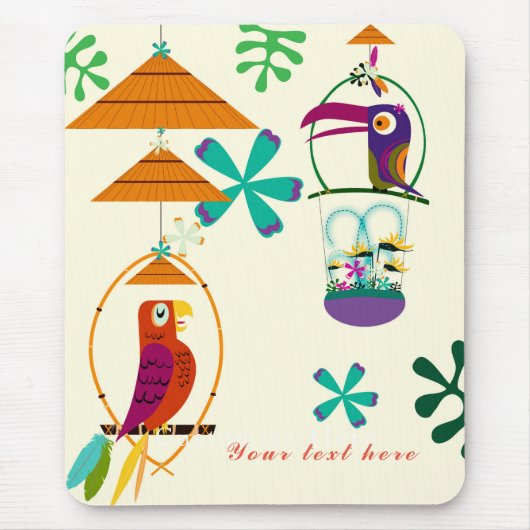Aangepaste aangepaste Tiki Birds  Retro Art Muismat (Voorkant)