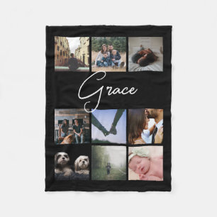 Aangepaste aangepaste Typografie en fotocollage Fleece Deken