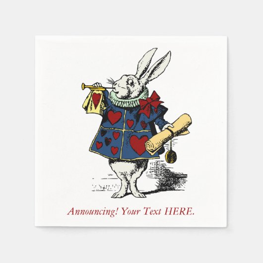 Aangepaste Aankondiging Alice in Wonderland Konijn Servetten (Voorkant)