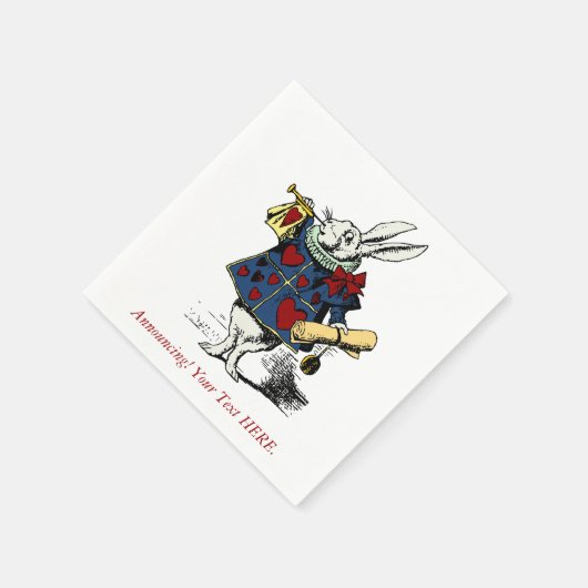 Aangepaste Aankondiging Alice in Wonderland Konijn Servetten (Hoek)