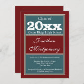 Aangepaste aankondigingen voor afstuderen Rood Bla (Voorkant / Achterkant)