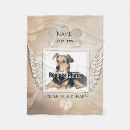 Aangepaste aanvulling op foto Memorial Pet Dog Bla Fleece Deken