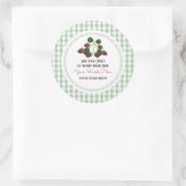 Aangepaste aardbei en geruit klassiek rond sticker (Tas)