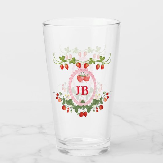 Aangepaste Aardbei Monogrammed Glas (Achterkant)