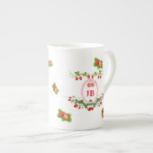 Aangepaste Aardbei Monogrammed Porselein Kop (Voorkant rechts)