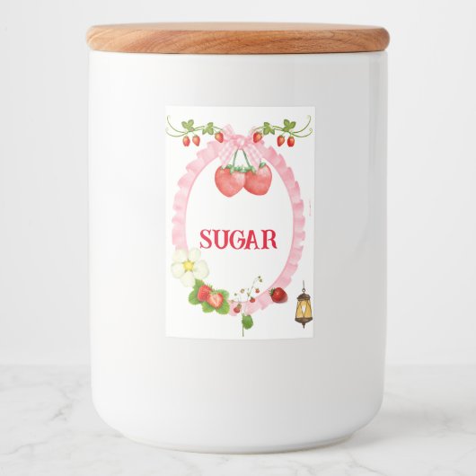 Aangepaste aardbei voedselcontainer etiket (Voorkant)