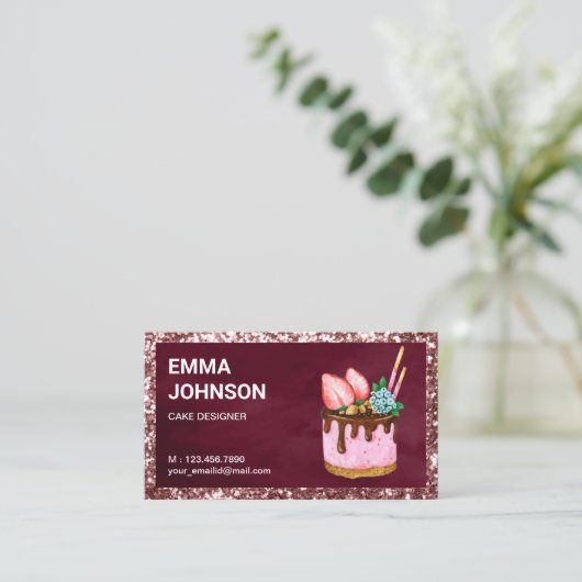 Aangepaste aardbeien Denktedergebak Chef Bakery Visitekaartje (Staand voorkant)