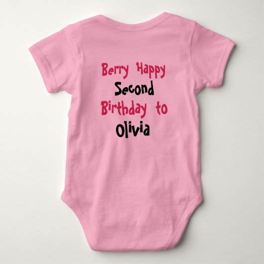 Aangepaste aardbeien grap 2 Jaar van Bessie zoethe Romper (Achterkant)