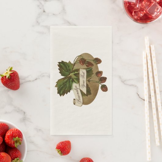 Aangepaste aardbeien Retro Fruit Old School Servet (Insitu)