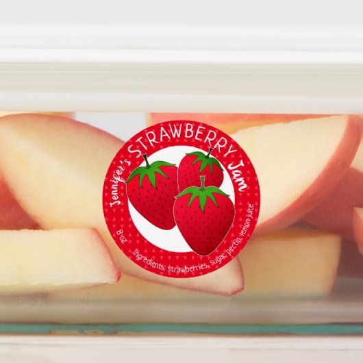 Aangepaste aardbeienjampot labels (Aangebracht)