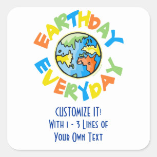 Aangepaste aarddag vierkante sticker