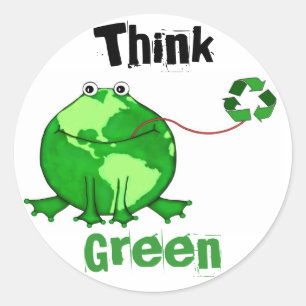 Aangepaste Aarde Dag / Groene Kikkers denken Ronde Sticker