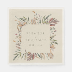 Aangepaste aardrijke bijtende botanische huwelijks servet