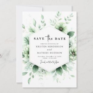 Aangepaste Aardse Bloemen Sage Green Wedding Save The Date