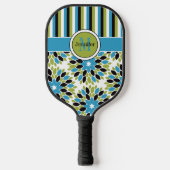Aangepaste Abstracte bloemen, strepen, monogrammen Pickleball Paddle (Voorkant)