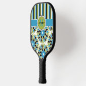 Aangepaste Abstracte bloemen, strepen, monogrammen Pickleball Paddle (Links)
