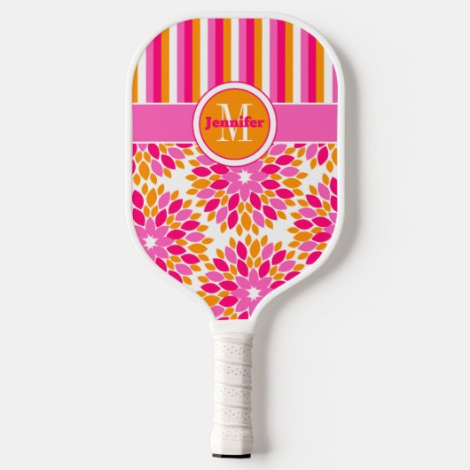 Aangepaste Abstracte bloemen, strepen, monogrammen Pickleball Paddle (Achterkant)