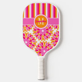 Aangepaste Abstracte bloemen, strepen, monogrammen Pickleball Paddle (Voorkant)