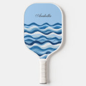 Aangepaste Abstracte Blue Ocean Waves Design Artis Pickleball Paddle (Voorkant)