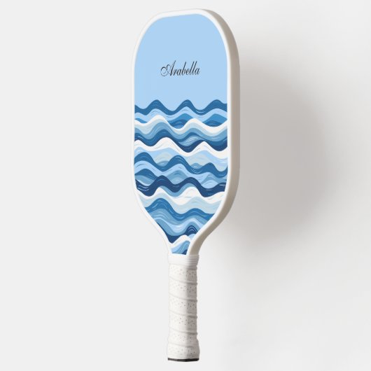 Aangepaste Abstracte Blue Ocean Waves Design Artis Pickleball Paddle (Links)