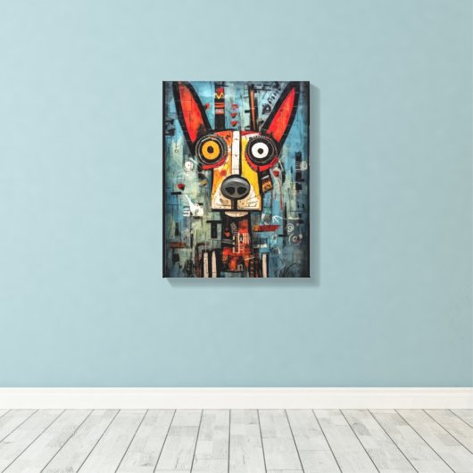 Aangepaste Abstracte Dog Portrait Canvas Muurkunst (Insitu (Houten vloer))