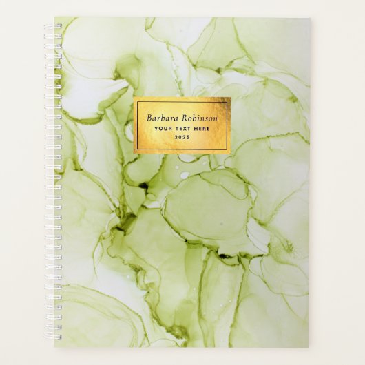 Aangepaste abstracte groene en gouden oliepalanner planner (Voorkant)